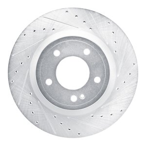 Mercedes-Benz G550 Brake Rotor (1) - Rear Right - R1 Concepts - Drilled & Slotted - Silver - `19-`25